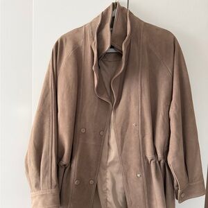 Women's Taupe Suede Coat Jacket